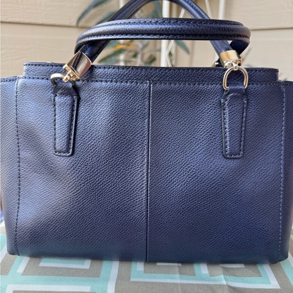 Coach Authentic Navy Leather Christie Carryall Mini Purse Handbag Minimalist Bag - Picture 2 of 10